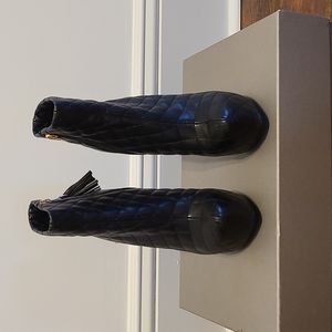 Black leather booties